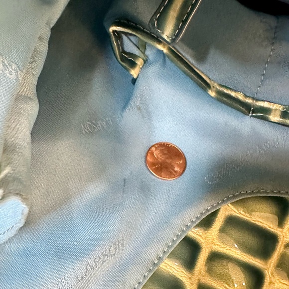 🌟HP🌟VTG 2000 Glossy Teal Mock Croc Vinyl Hobo Shoulder Bag C. Lapson Italy - Picture 14 of 16